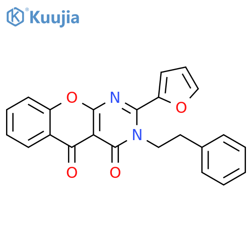 2-(furan-2-yl)-3-(2-phenylethyl)-3H,4H,5H-chromeno2,3-dpyrimidine-4,5-dione structure