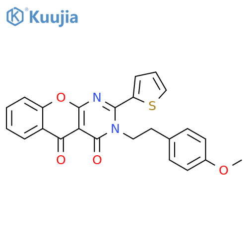 3-2-(4-methoxyphenyl)ethyl-2-(thiophen-2-yl)-3H,4H,5H-chromeno2,3-dpyrimidine-4,5-dione structure