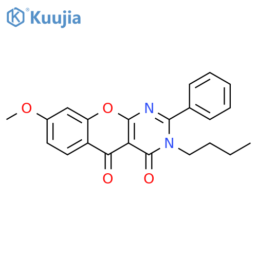 3-butyl-8-methoxy-2-phenyl-3H,4H,5H-chromeno2,3-dpyrimidine-4,5-dione structure