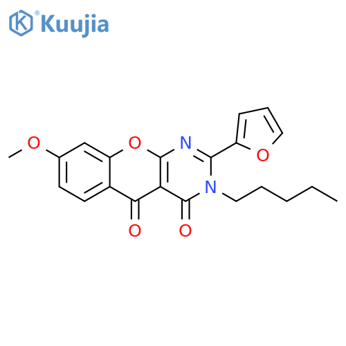 2-(furan-2-yl)-8-methoxy-3-pentyl-3H,4H,5H-chromeno2,3-dpyrimidine-4,5-dione structure