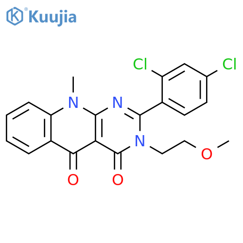 2-(2,4-dichlorophenyl)-3-(2-methoxyethyl)-10-methyl-3H,4H,5H,10H-pyrimido4,5-bquinoline-4,5-dione structure