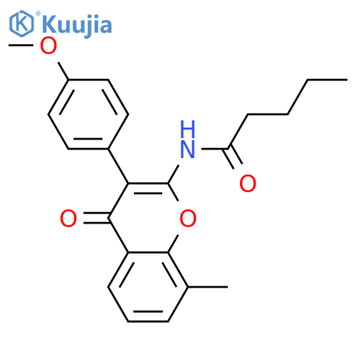 N-3-(4-methoxyphenyl)-8-methyl-4-oxo-4H-chromen-2-ylpentanamide structure