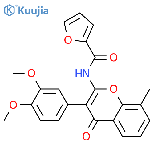 N-3-(3,4-dimethoxyphenyl)-8-methyl-4-oxo-4H-chromen-2-ylfuran-2-carboxamide structure