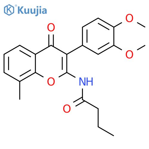 N-3-(3,4-dimethoxyphenyl)-8-methyl-4-oxo-4H-chromen-2-ylbutanamide structure