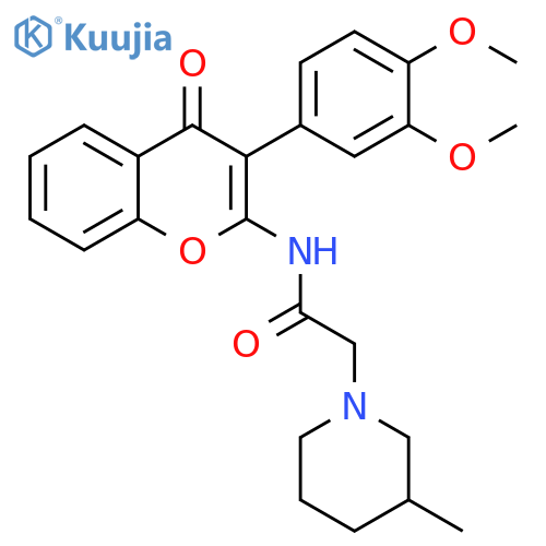 N-3-(3,4-dimethoxyphenyl)-4-oxo-4H-chromen-2-yl-2-(3-methylpiperidin-1-yl)acetamide structure