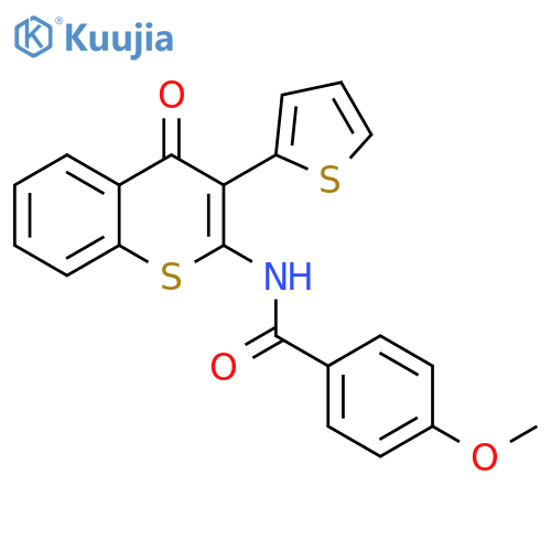 4-methoxy-N-4-oxo-3-(thiophen-2-yl)-4H-thiochromen-2-ylbenzamide structure