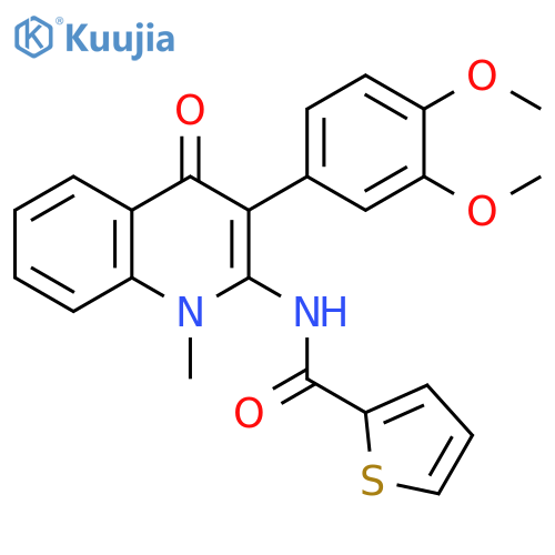 N-3-(3,4-dimethoxyphenyl)-1-methyl-4-oxo-1,4-dihydroquinolin-2-ylthiophene-2-carboxamide structure