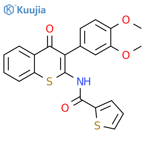N-3-(3,4-dimethoxyphenyl)-4-oxo-4H-thiochromen-2-ylthiophene-2-carboxamide structure