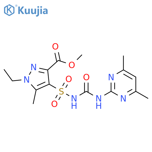 1H-Pyrazole-3-carboxylic acid, 4-[[[[(4,6-dimethyl-2-pyrimidinyl)amino]carbonyl]amino]sulfonyl]-1-ethyl-5-methyl-, methyl ester structure