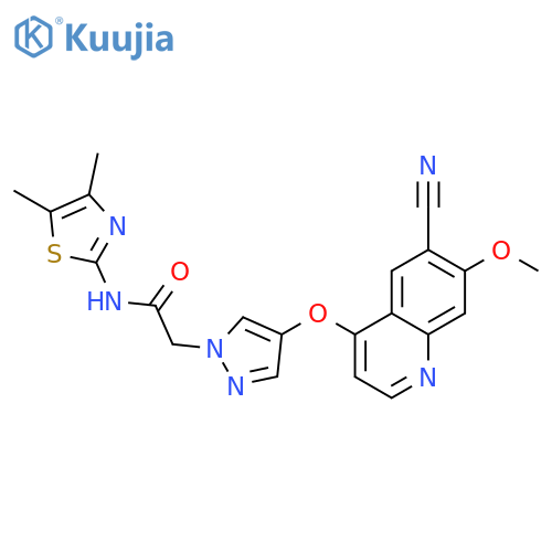 1H-Pyrazole-1-acetamide,4-[(6-cyano-7-methoxy-4-quinolinyl)oxy]-N-(4,5-dimethyl-2-thiazolyl)- structure