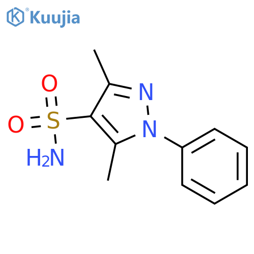 3,5-dimethyl-1-phenyl-1H-pyrazole-4-sulfonamide structure