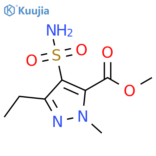 1H-Pyrazole-5-carboxylic acid, 4-(aminosulfonyl)-3-ethyl-1-methyl-, methyl ester structure