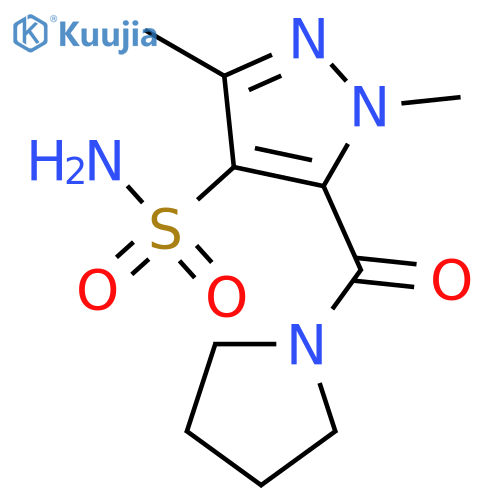 Pyrrolidine, 1-[[4-(aminosulfonyl)-1,3-dimethyl-1H-pyrazol-5-yl]carbonyl]- structure