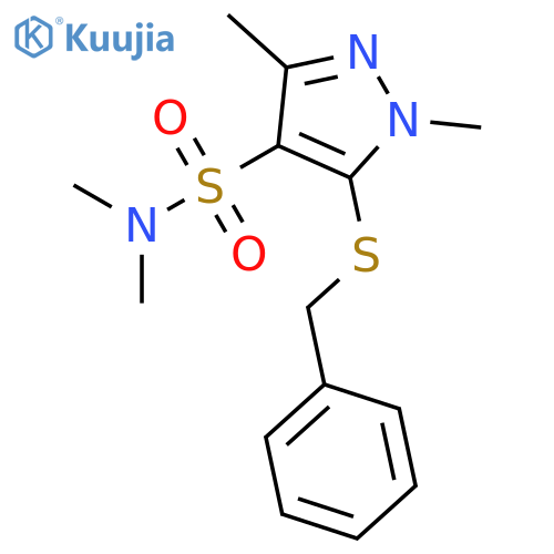 1H-Pyrazole-4-sulfonamide, N,N,1,3-tetramethyl-5-[(phenylmethyl)thio]- structure