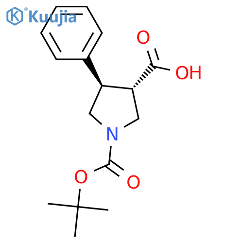 (3S,4R)-1-(tert-butoxy)carbonyl-4-phenylpyrrolidine-3-carboxylic acid structure