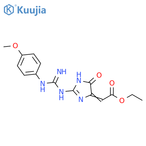 Acetic acid, 2-[1,5-dihydro-2-[[imino[(4-methoxyphenyl)amino]methyl]amino]-5-oxo-4H-imidazol-4-ylidene]-, ethyl ester structure