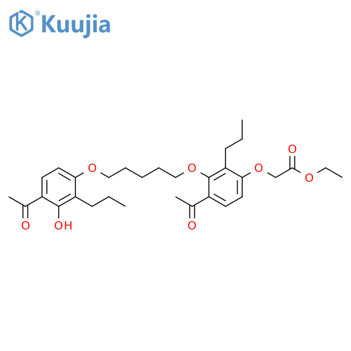 Acetic acid,[4-acetyl-3-[[5-(4-acetyl-3-hydroxy-2-propylphenoxy)pentyl]oxy]-2-propylphenoxy]-, ethyl ester structure