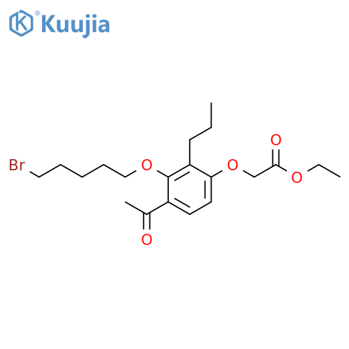 Acetic acid, 2-[4-acetyl-3-[(5-bromopentyl)oxy]-2-propylphenoxy]-, ethyl ester structure