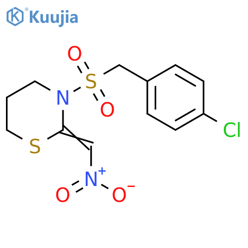 2H-1,3-Thiazine,3-[[(4-chlorophenyl)methyl]sulfonyl]tetrahydro-2-(nitromethylene)- structure