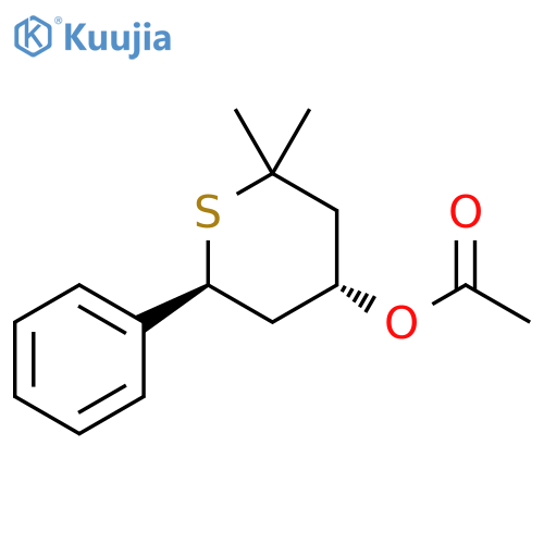2H-Thiopyran-4-ol, tetrahydro-2,2-dimethyl-6-phenyl-, acetate, trans- structure