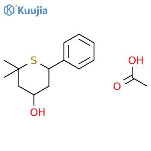 2H-Thiopyran-4-ol, tetrahydro-2,2-dimethyl-6-phenyl-, acetate, cis- structure