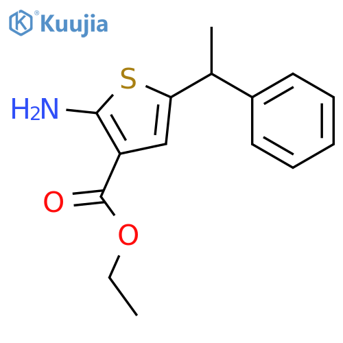 Ethyl 2-amino-5-(1-phenylethyl)thiophene-3-carboxylate structure