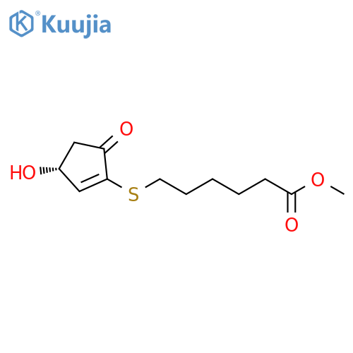 Hexanoic acid, 6-[(3-hydroxy-5-oxo-1-cyclopenten-1-yl)thio]-, methyl ester, (R)- (9CI) structure