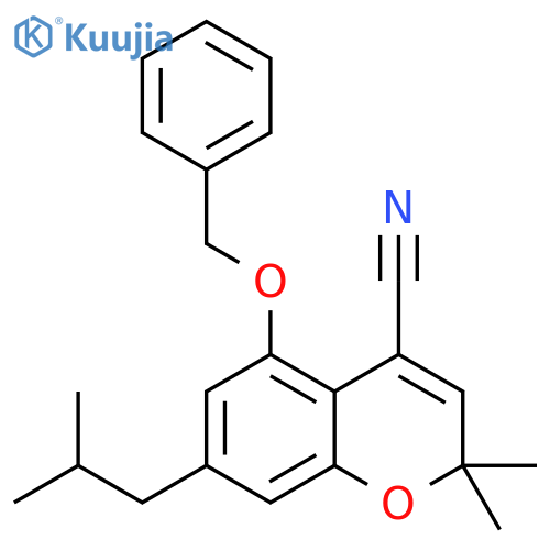 2H-1-Benzopyran-4-carbonitrile, 2,2-dimethyl-7-(2-methylpropyl)-5-(phenylmethoxy)- structure