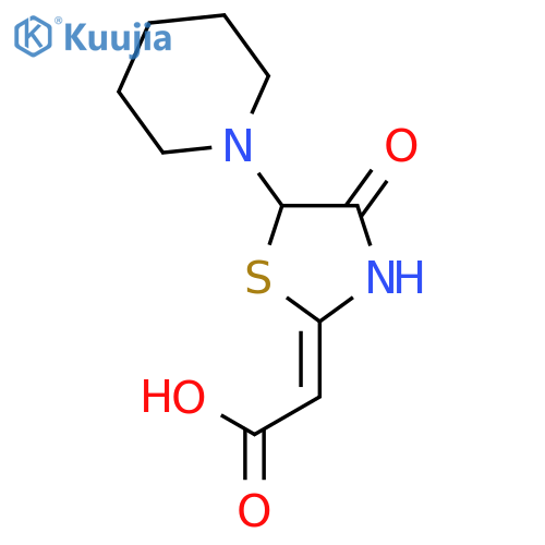 Acetic acid, [4-oxo-5-(1-piperidinyl)-2-thiazolidinylidene]-, (Z)- structure