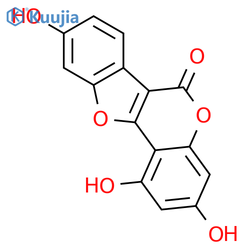 1,3,9-trihydroxy-6H-[1]benzofuro[3,2-c]chromen-6-one structure