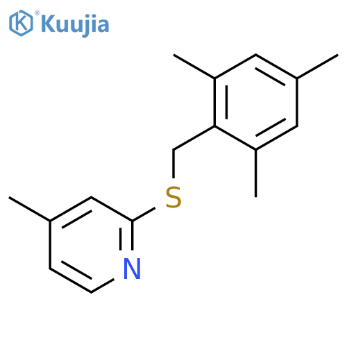 Pyridine, 4-methyl-2-[[(2,4,6-trimethylphenyl)methyl]thio]- structure