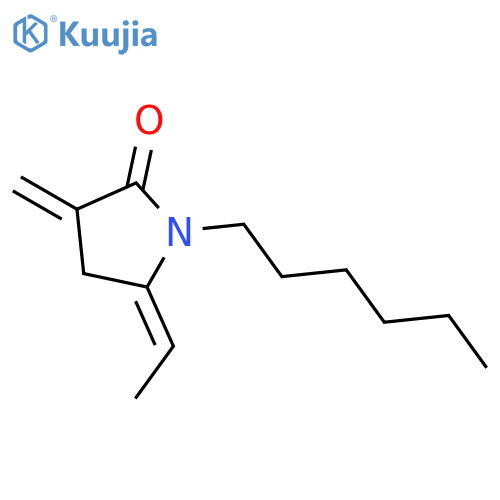 2-PYRROLIDINONE, 5-ETHYLIDENE-1-HEXYL-3-METHYLENE-, (5E)- structure