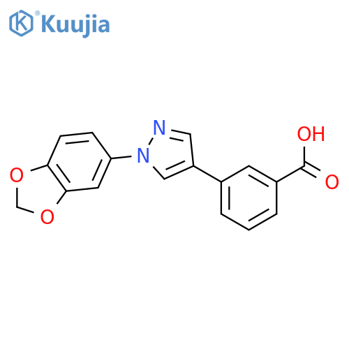 Benzoic acid, 3-[1-(1,3-benzodioxol-5-yl)-1H-pyrazol-4-yl]- structure