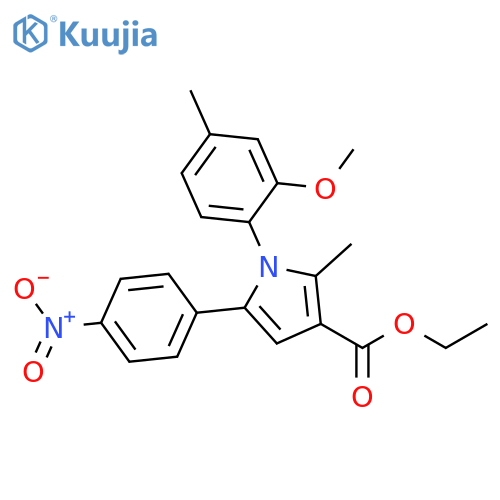 1H-Pyrrole-3-carboxylic acid, 1-(2-methoxy-4-methylphenyl)-2-methyl-5-(4-nitrophenyl)-, ethyl ester structure
