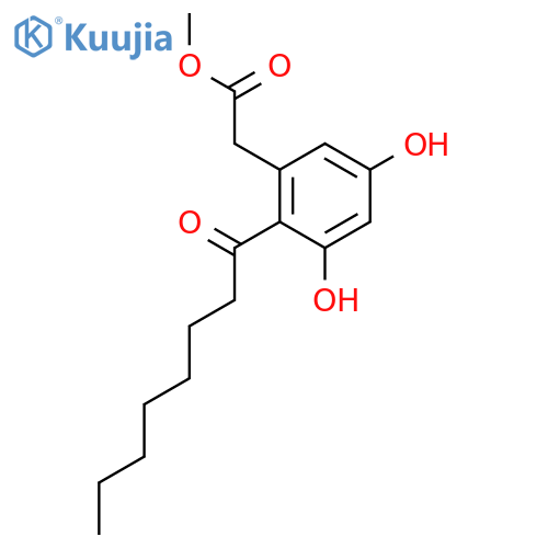 Benzeneacetic acid, 3,5-dihydroxy-2-(1-oxooctyl)-, methyl ester structure