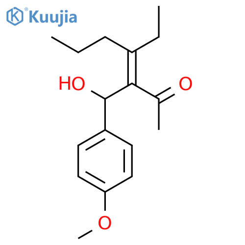 3-Hepten-2-one, 4-ethyl-3-[hydroxy(4-methoxyphenyl)methyl]-, (3E)- structure