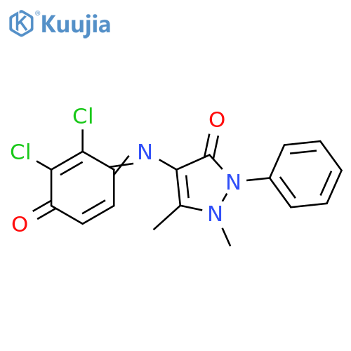 3H-Pyrazol-3-one, 4-[(2,3-dichloro-4-oxo-2,5-cyclohexadien-1-ylidene)amino]-1,2-dihydro-1,5-dimethyl-2-phenyl- structure