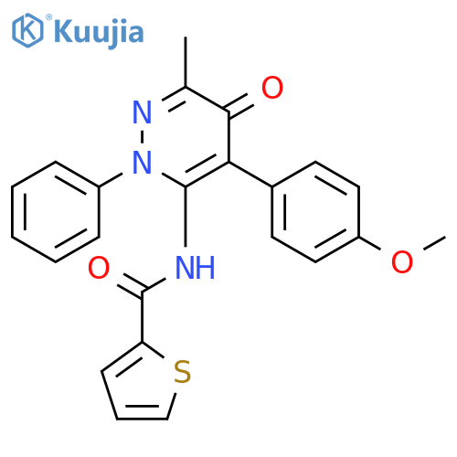 N-4-(4-methoxyphenyl)-6-methyl-5-oxo-2-phenyl-2,5-dihydropyridazin-3-ylthiophene-2-carboxamide structure