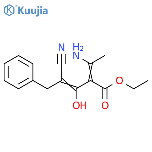 3-Pentenoic acid, 2-(1-aminoethylidene)-4-cyano-3-hydroxy-5-phenyl-, ethyl ester structure