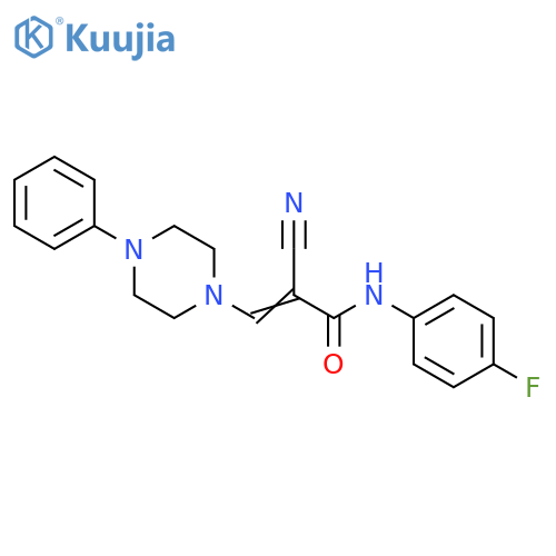 (2E)-2-cyano-N-(4-fluorophenyl)-3-(4-phenylpiperazin-1-yl)prop-2-enamide structure