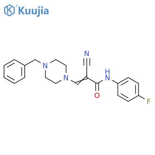 (2E)-3-(4-benzylpiperazin-1-yl)-2-cyano-N-(4-fluorophenyl)prop-2-enamide structure