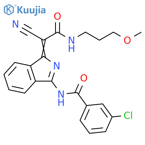 3-chloro-N-(1Z)-1-{cyano(3-methoxypropyl)carbamoylmethylidene}-1H-isoindol-3-ylbenzamide structure