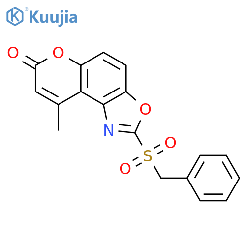 7H-Pyrano[3,2-e]benzoxazol-7-one, 9-methyl-2-[(phenylmethyl)sulfonyl]- structure