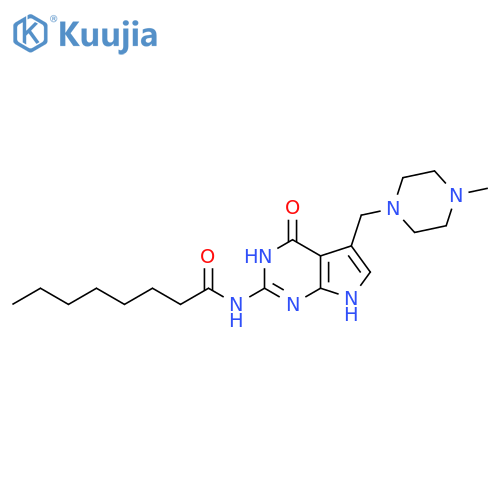 Octanamide, N-[4,7-dihydro-5-[(4-methyl-1-piperazinyl)methyl]-4-oxo-3H-pyrrolo[2,3-d]pyrimidin-2-yl]- structure