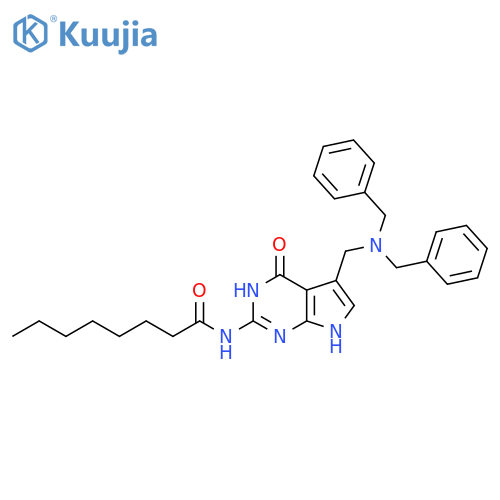Octanamide, N-[5-[[bis(phenylmethyl)amino]methyl]-4,7-dihydro-4-oxo-3H-pyrrolo[2,3-d]pyrimidin-2-yl]- structure