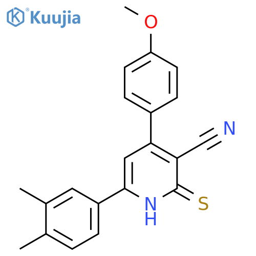 6-(3,4-Dimethylphenyl)-2-mercapto-4-(4-methoxyphenyl)nicotinonitrile structure