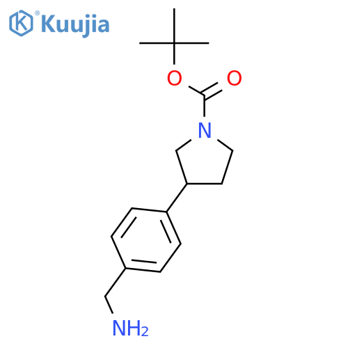tert-butyl 3-4-(aminomethyl)phenylpyrrolidine-1-carboxylate structure