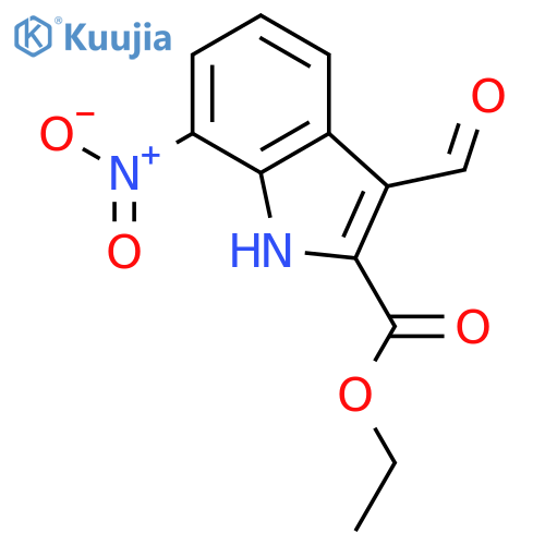 1H-Indole-2-carboxylicacid, 3-formyl-7-nitro-, ethyl ester structure