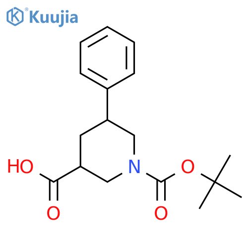 1-[(tert-butoxy)carbonyl]-5-phenylpiperidine-3-carboxylic acid structure
