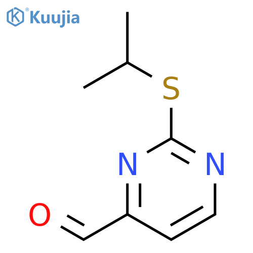 2-propan-2-ylsulfanylpyrimidine-4-carbaldehyde structure